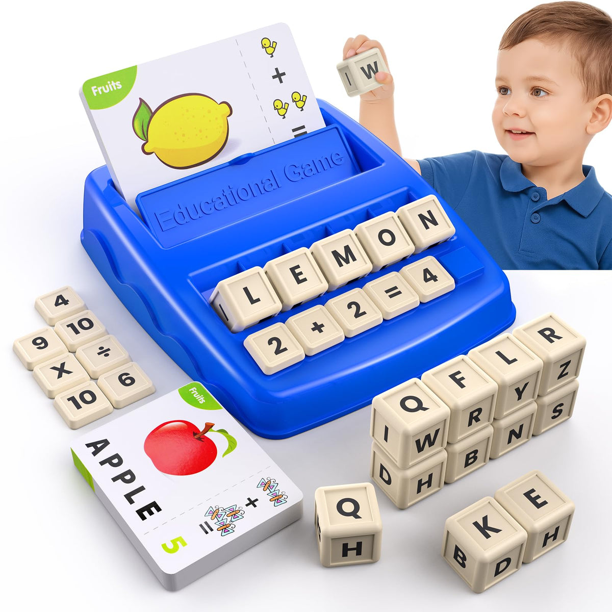 DEGIDEGI Educational Toys for Kids Ages 3-8, Matching Letter Spelling Math Counting Game,Learning