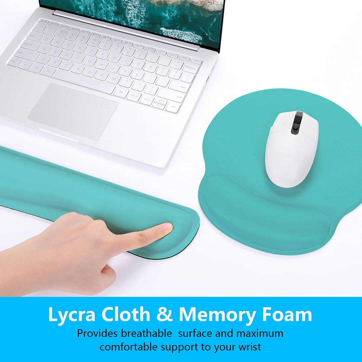 Dapesuom Keyboard Wrist Rest and Mouse Pad with Wrist Support, Cute Memory Foam Cushion for