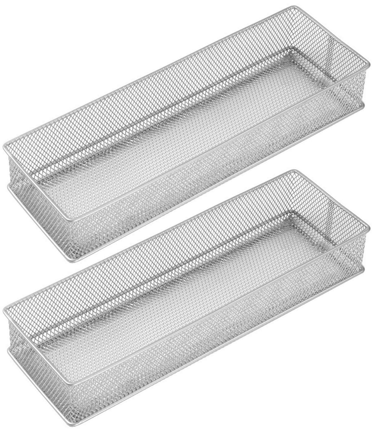 YBM Home Silver Mesh Drawer Organizer and Storage for Kitchen Drawers, Serves as School Supply