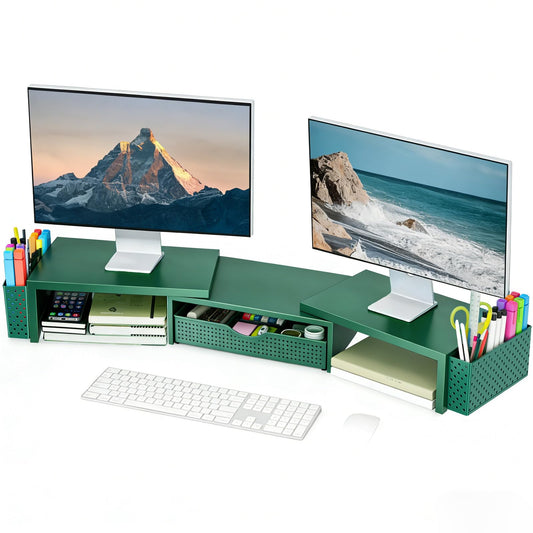 Spacrea Dual Monitor Stand Riser with Drawer and 2 Pen Holders