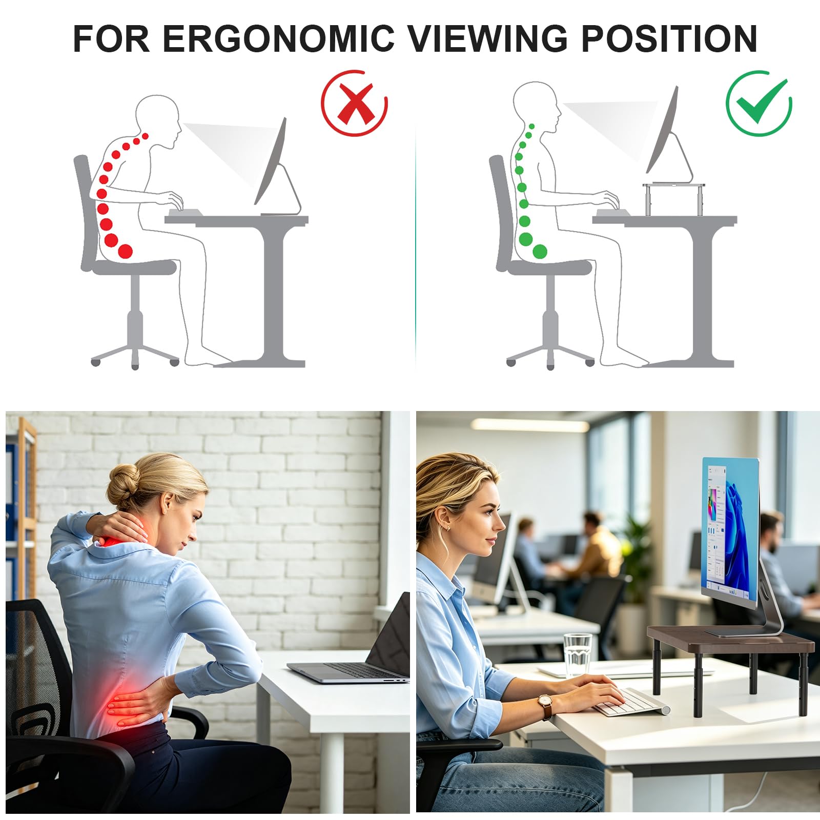 WALI Computer Monitor Stand for Desk, Adjustable Laptop Riser, up to 44 lbs