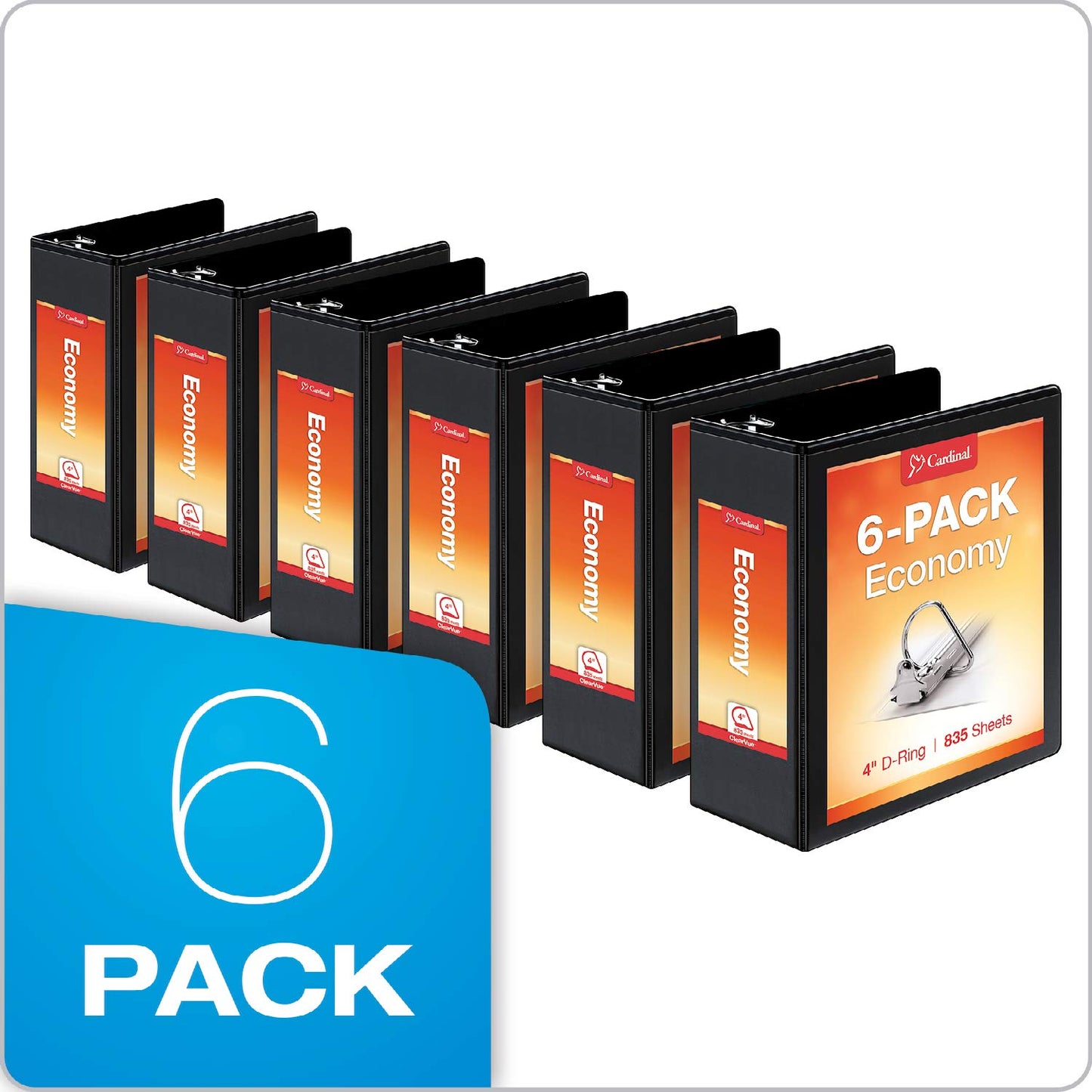 Cardinal Economy 3-Ring Binders, 4", Slant-D Rings, Holds 835 Sheets, ClearVue Presentation View