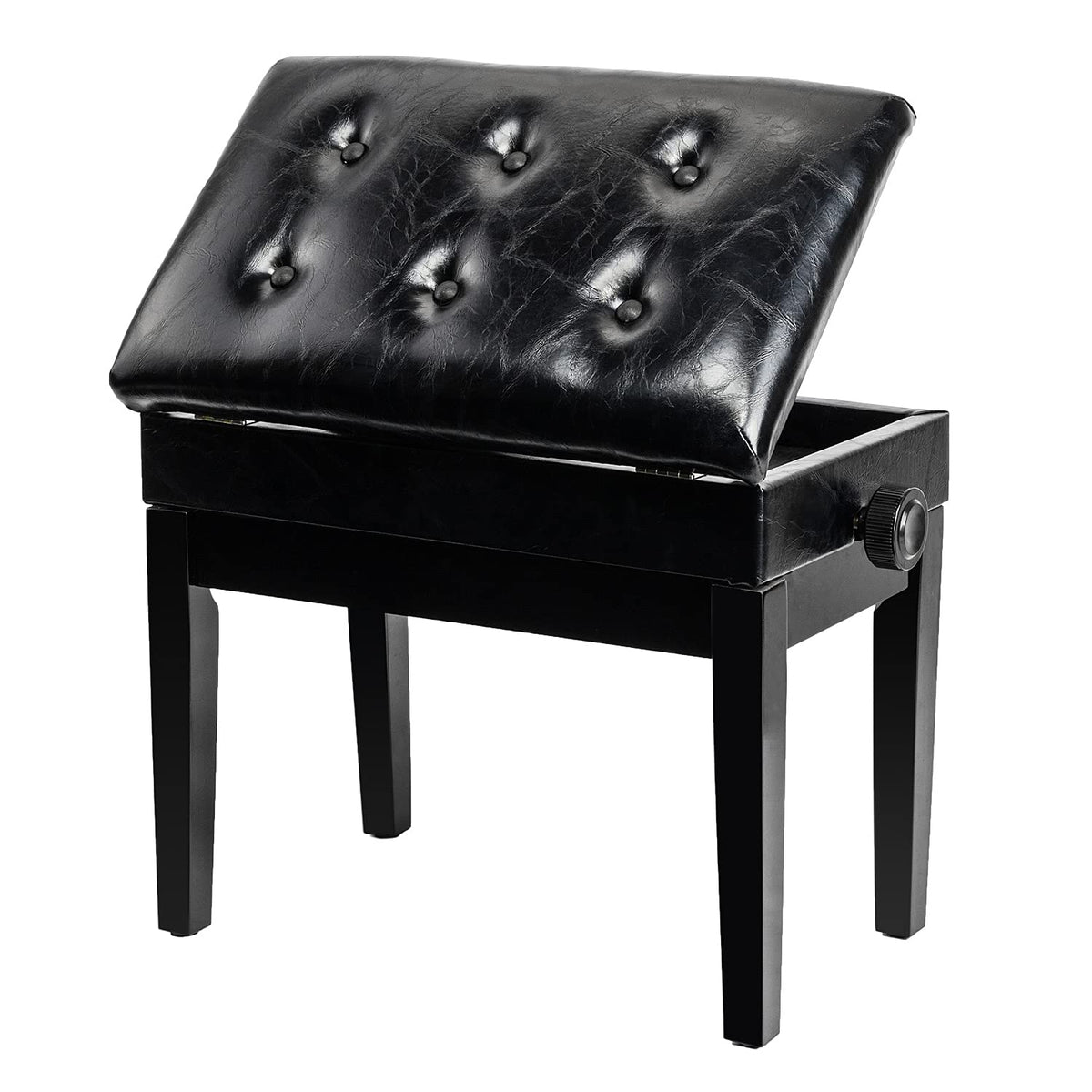 Bonnlo Piano Bench Adjustable with Storage Faux Leather Wooden Seat