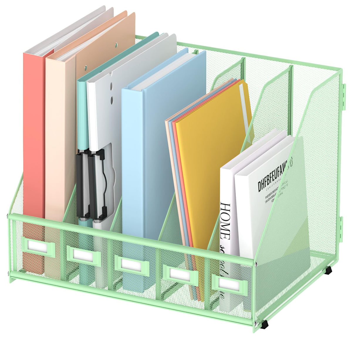 SUPEASY Desk Organizers Metal Desk Magazine File Holder with 5 Vertical Compartments Rack File