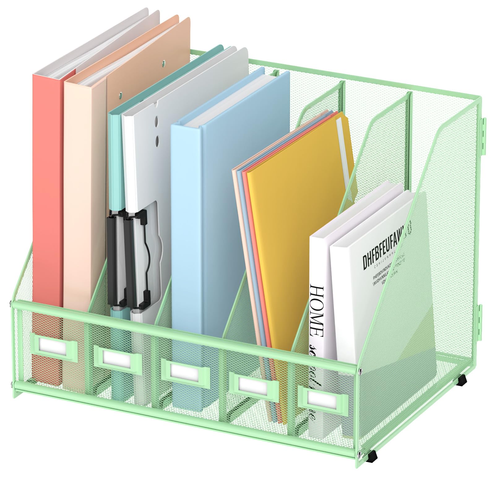 SUPEASY Desk Organizers Metal Desk Magazine File Holder with 5 Vertical Compartments Rack File