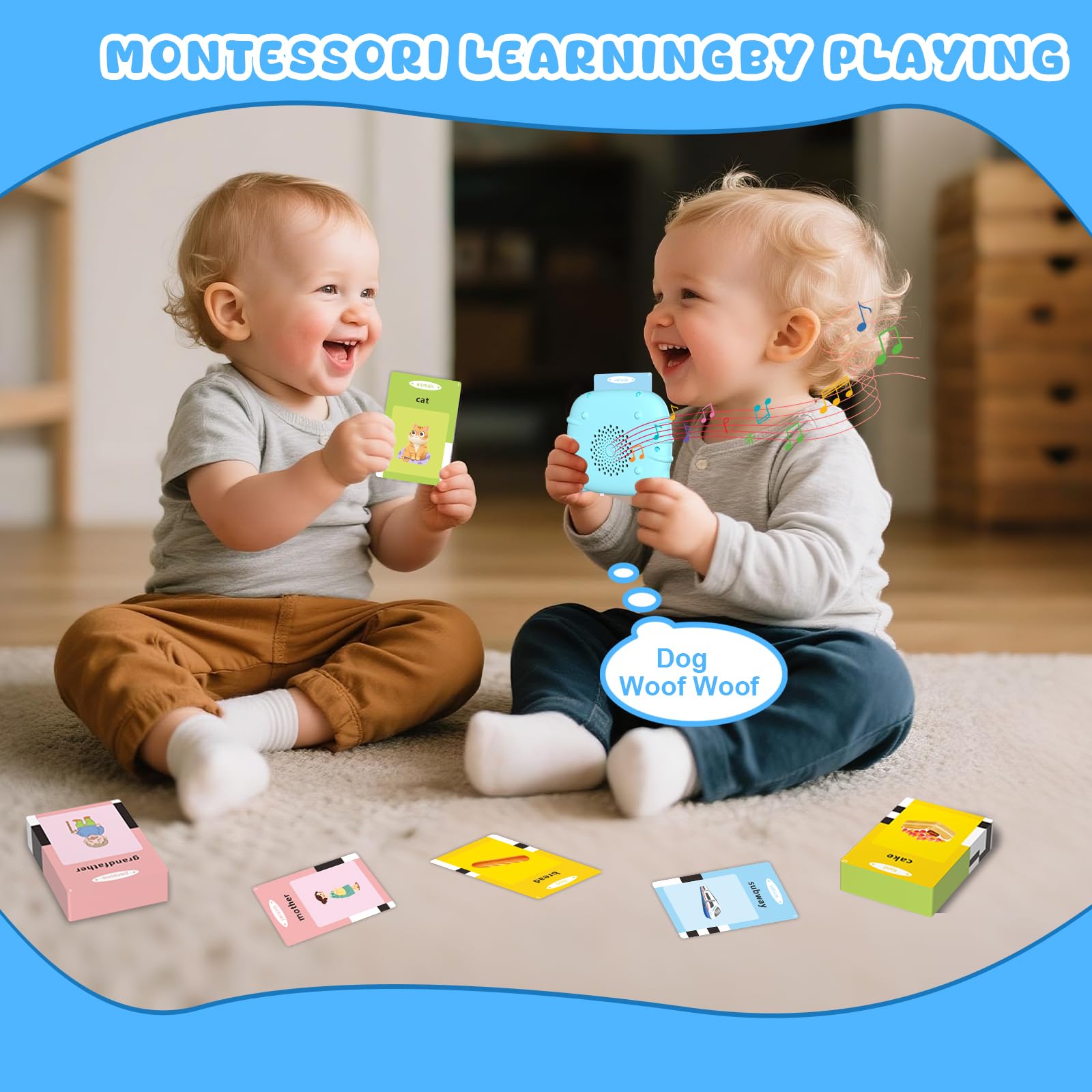 Toddler Talking Flash Cards for 1 2 3 4 5 Year Old Boys and Girls - Language Sensory Learning