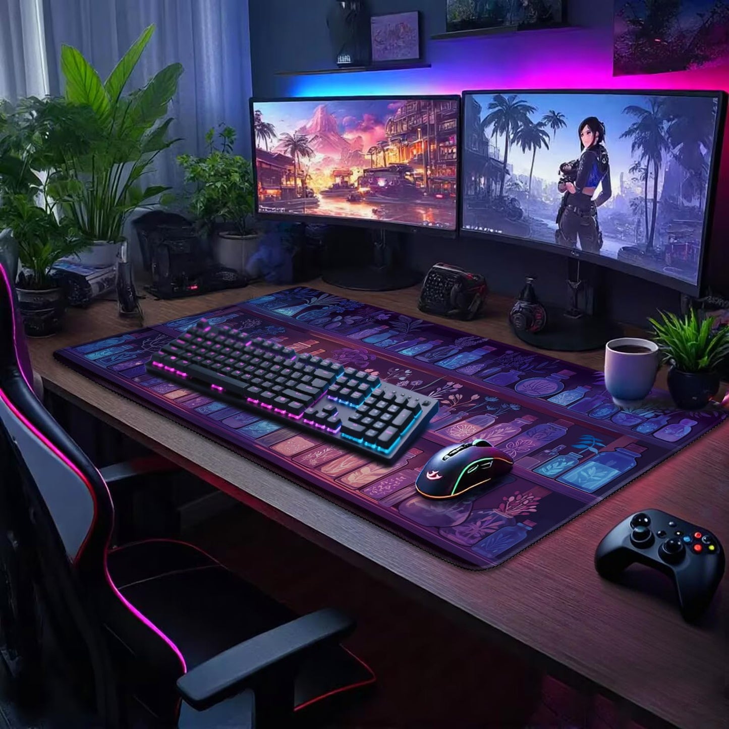 Mcapirivo Mystical Potion Bottles Large Gaming Mouse Pad Desk Mat 31.5x15.7