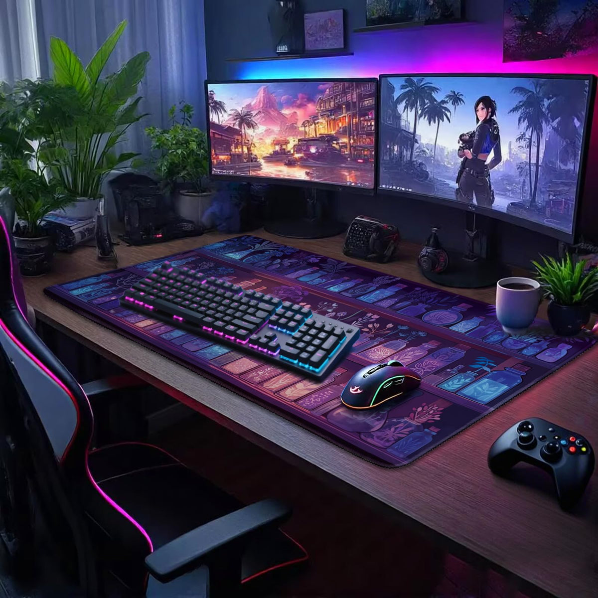 Mcapirivo Mystical Potion Bottles Large Gaming Mouse Pad Desk Mat 31.5x15.7