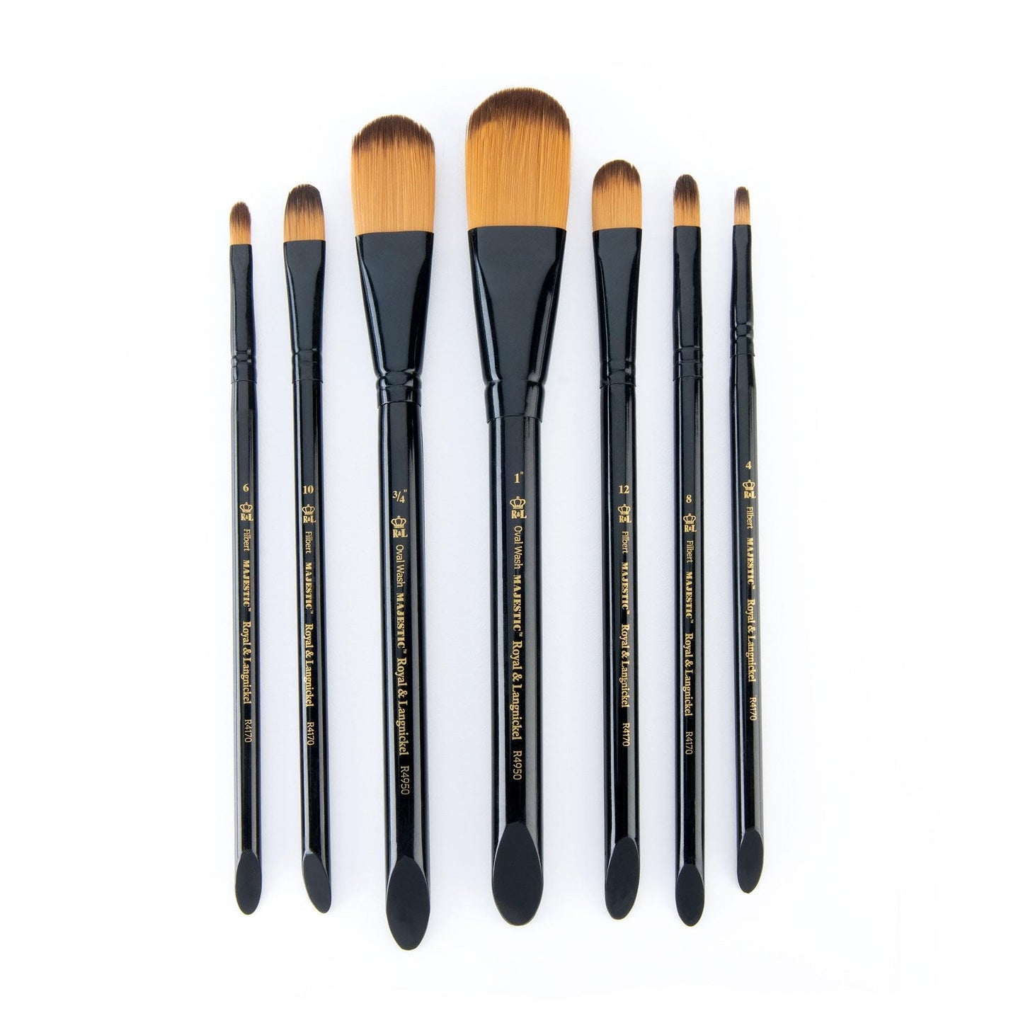 Royal & Langnickel Majestic Filbert and Oval Wash Artist Brush Set, 7-piece