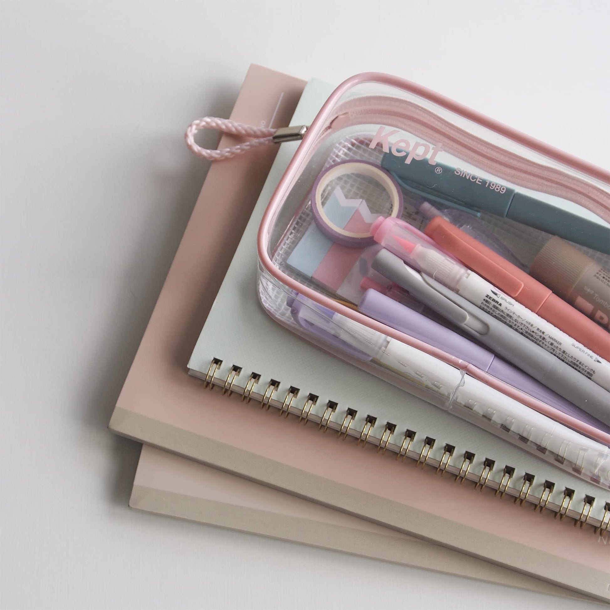 Kept Raymay Fujii KPF9021GM Pencil Case, Clear Pen Pouch, Grayish Green