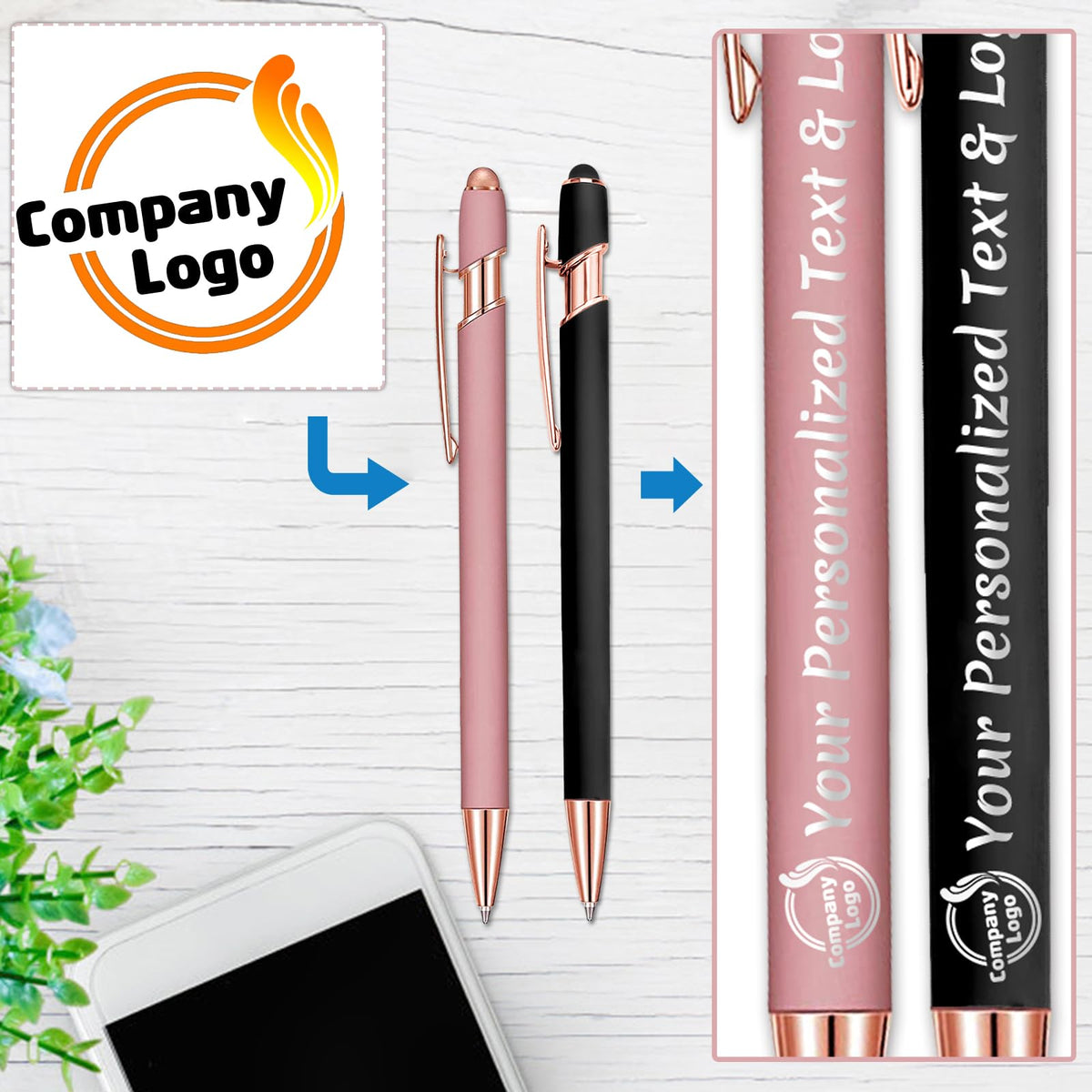 STREADVE Personalized Custom Pens 10 Engraved Writing Pen with Name Logo, Customized Promotional