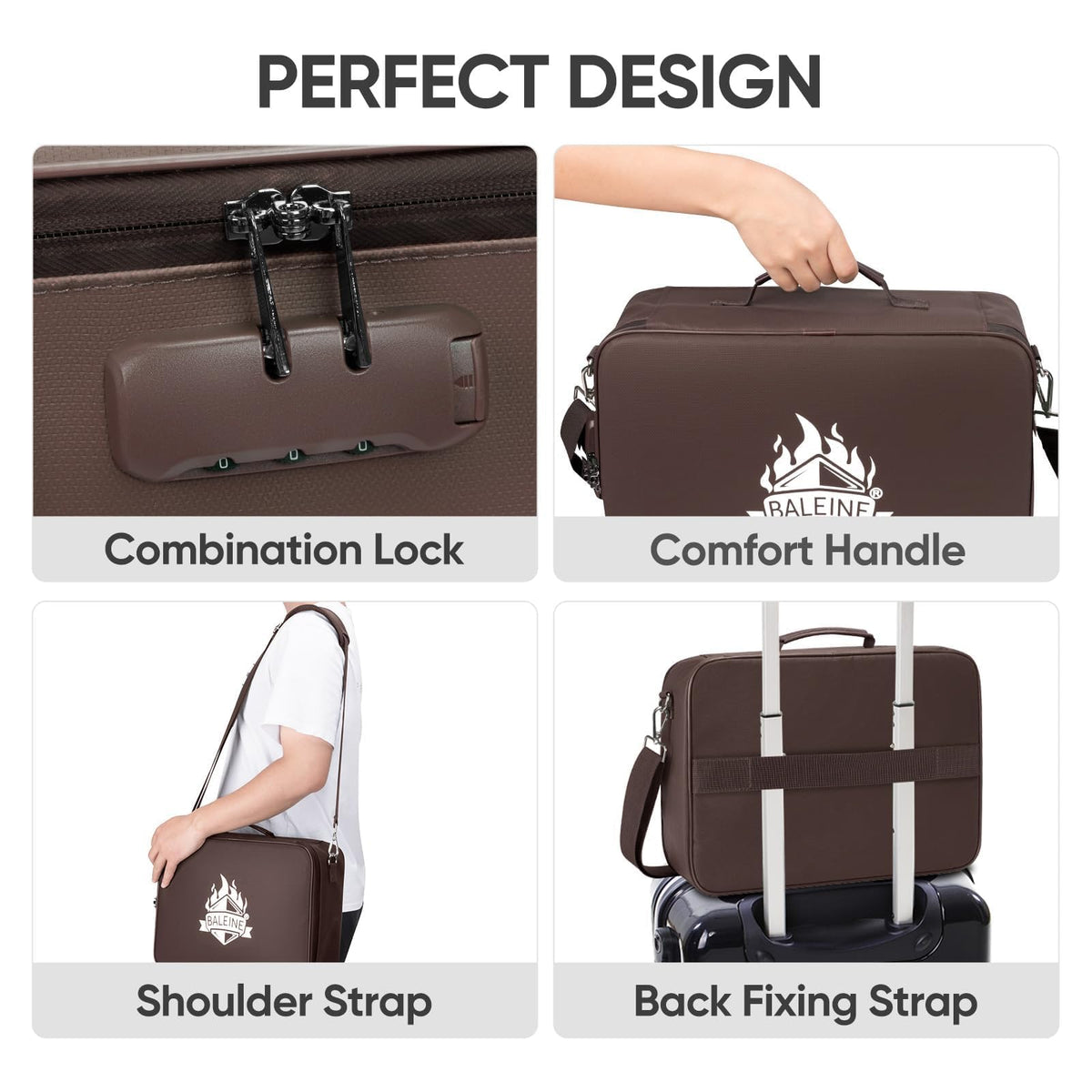BALEINE Fireproof Document Box with Lock, Waterproof Fire Safe File Bag