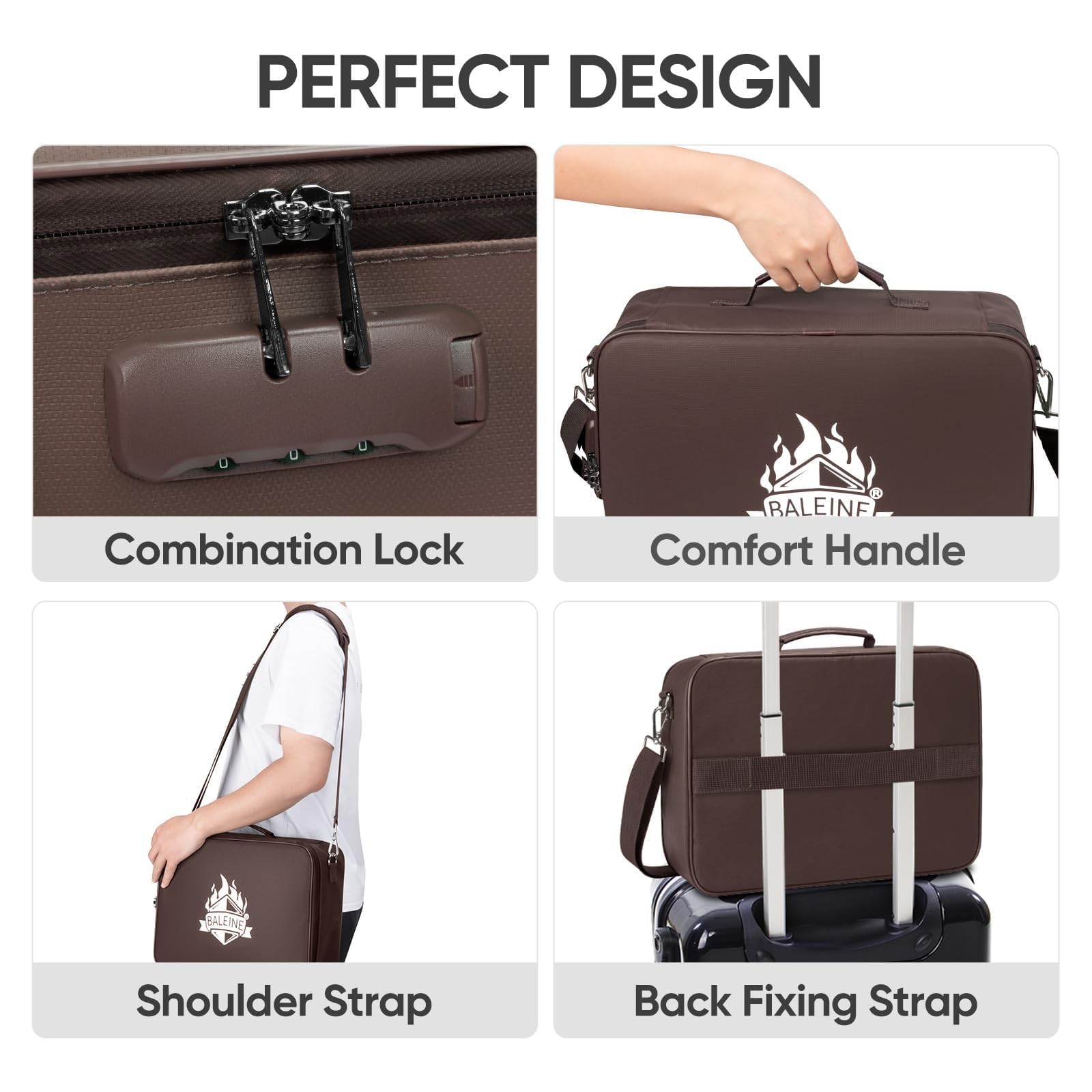BALEINE Fireproof Document Box with Lock, Waterproof Fire Safe File Bag