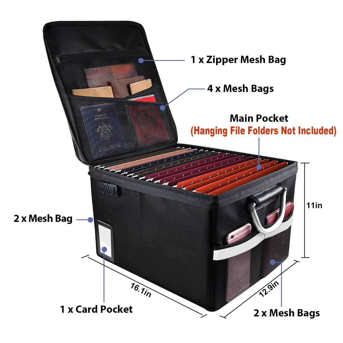 TOMKID Fireproof Document Box, Fireproof File Box with Lids, Important Document Organizer Box with