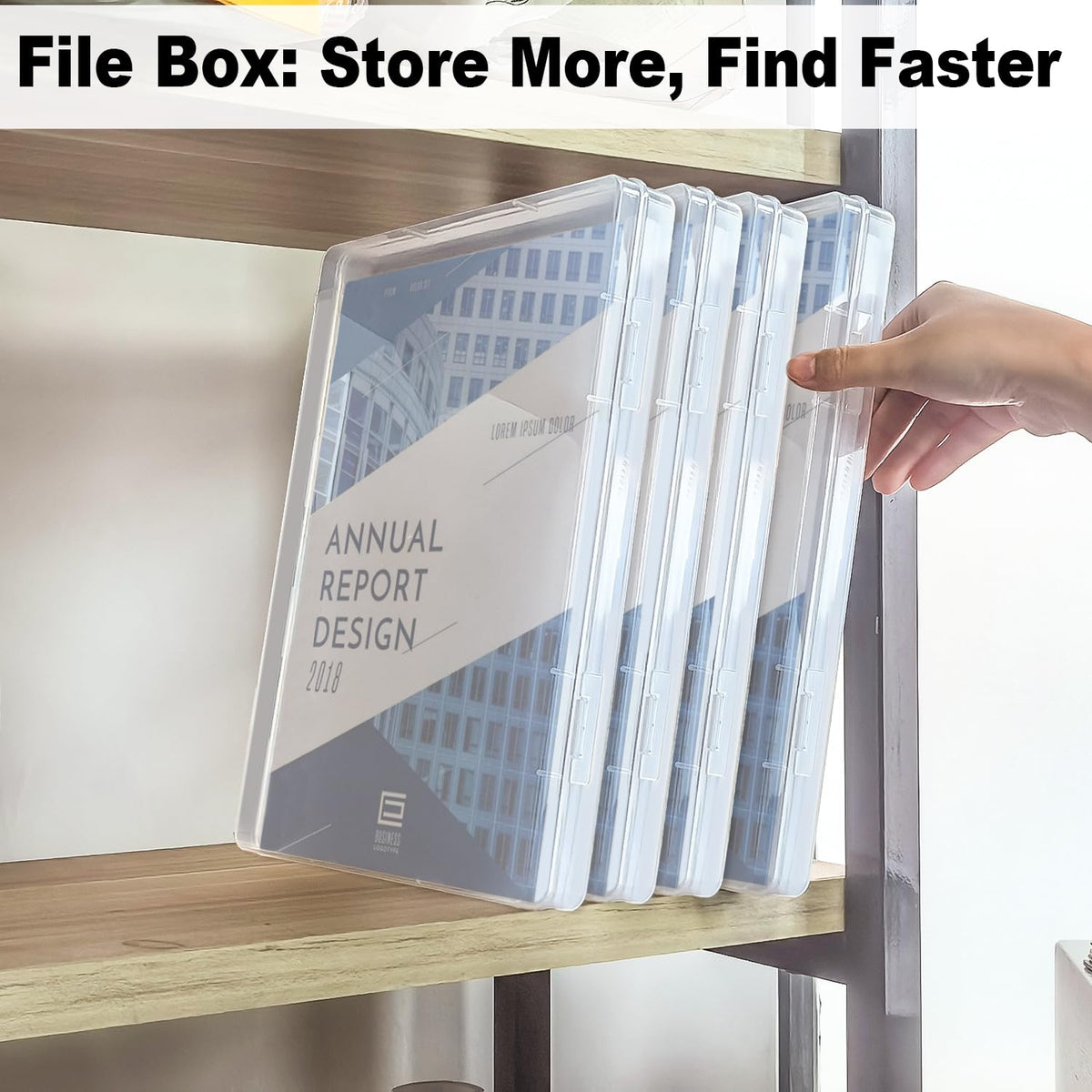 DUOFIRE 4 Pack Plastic File Box Document Organizer for US Letter Paper