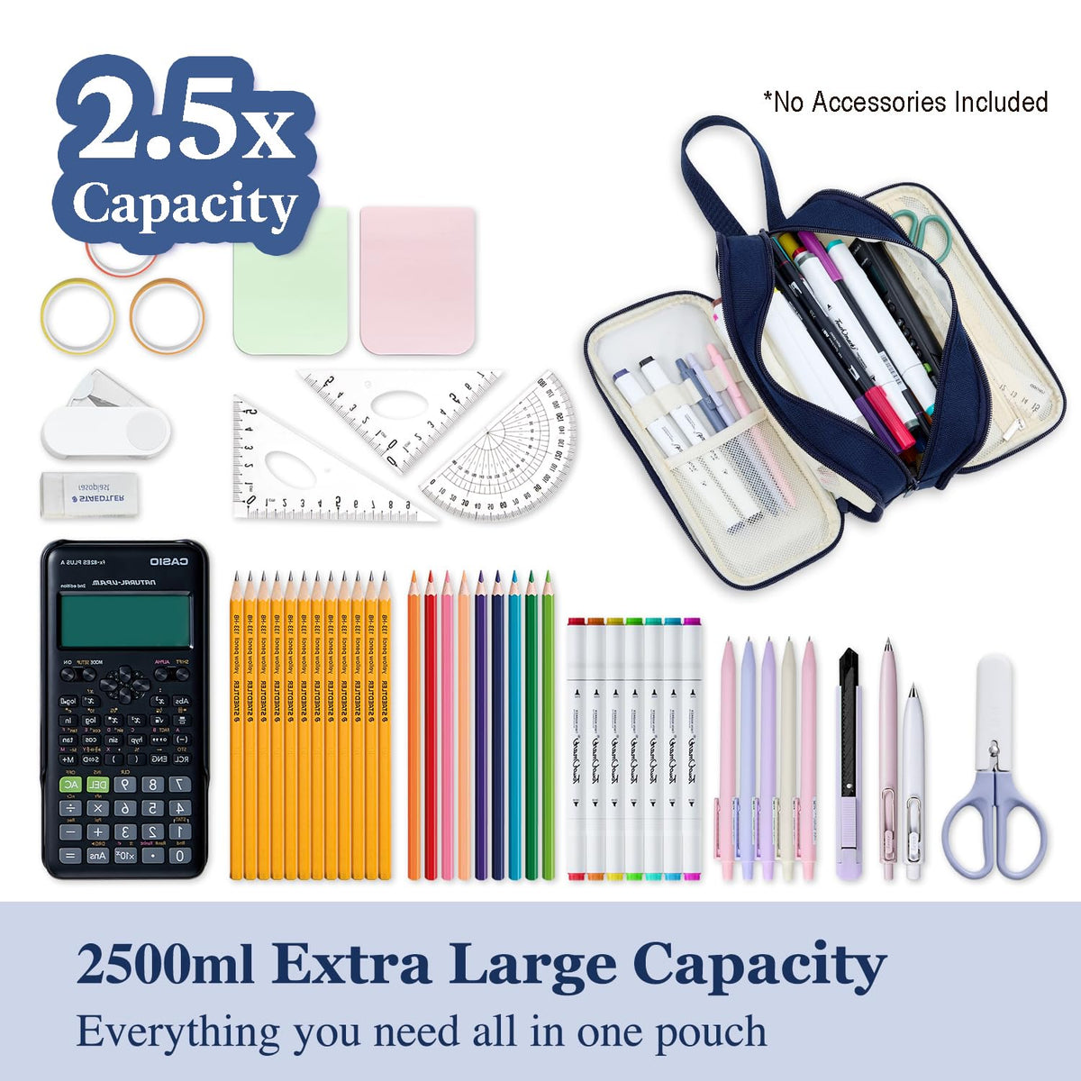 VELAUN Pencil Case Pouch, Large Capacity Pencil Box Bag, Aesthetic Pen Organizer for School