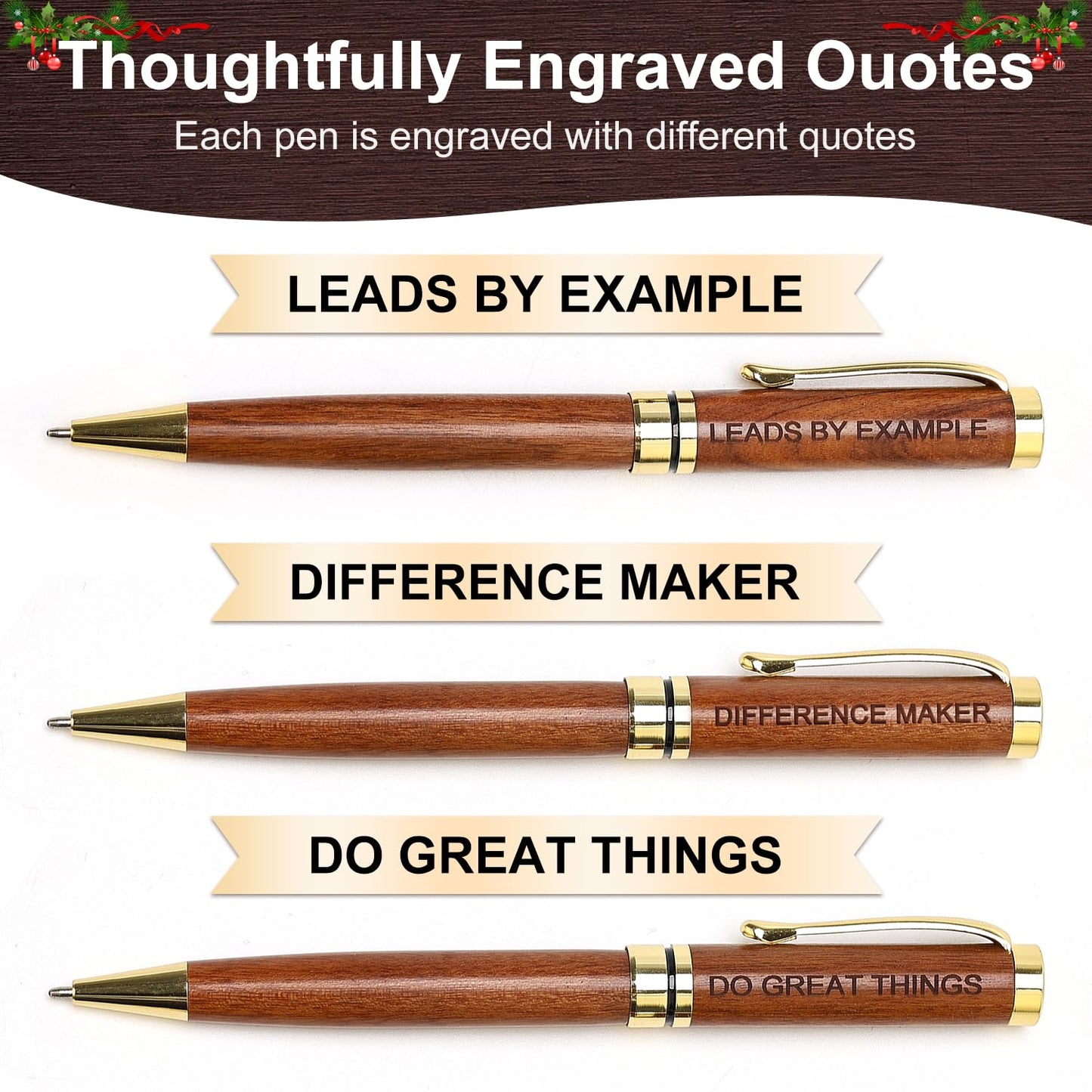 Engraved Wood Pen Set Thank You Gifts for Boss Coworkers Nurses Teacher Pen