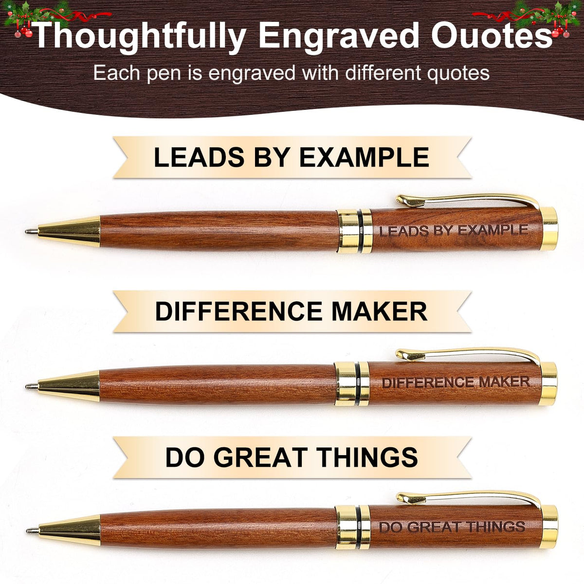 Engraved Wood Pen Set Thank You Gifts for Boss Coworkers Nurses Teacher Pen