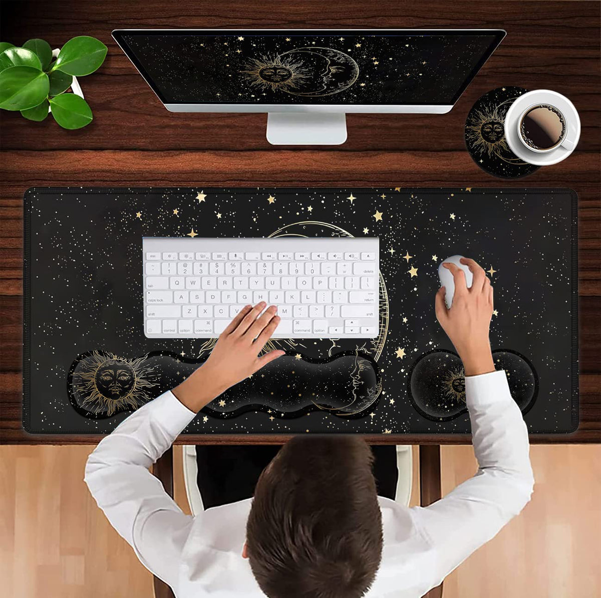JVGFYNKL Extended Large Mouse Pad+Keyboard Wrist Rest Support , Ergonomic Memory Foam Wrist Rest