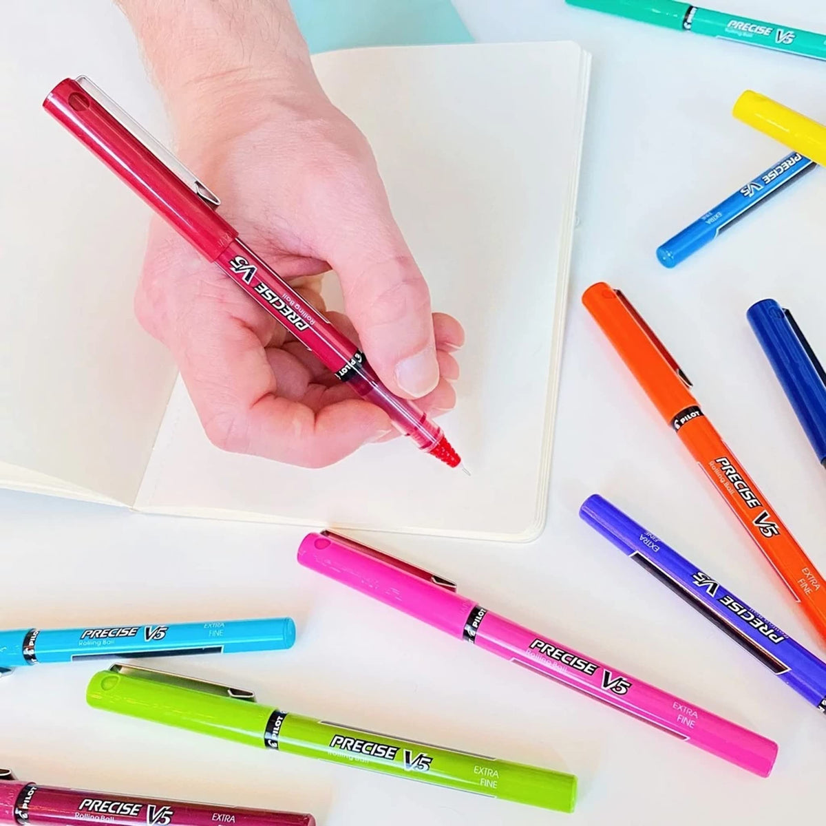 PILOT Precise V5 RT Rollerball Pens, Blue, Pack of 8