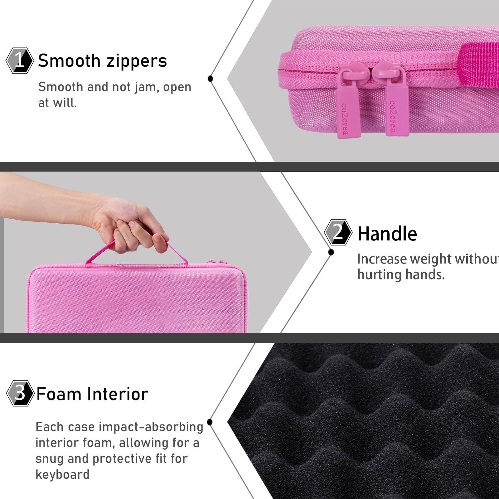co2CREA Hard Case for Logitech MX Keys Mini Illuminated Keyboard, Rose
