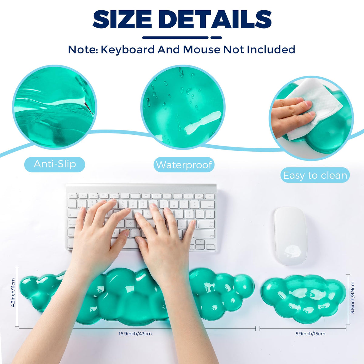 ABRONDA Gel Cloud Keyboard & Mouse Wrist Rest Set - Cloud Keyboard Wrist Rest Pad & Mouse Support