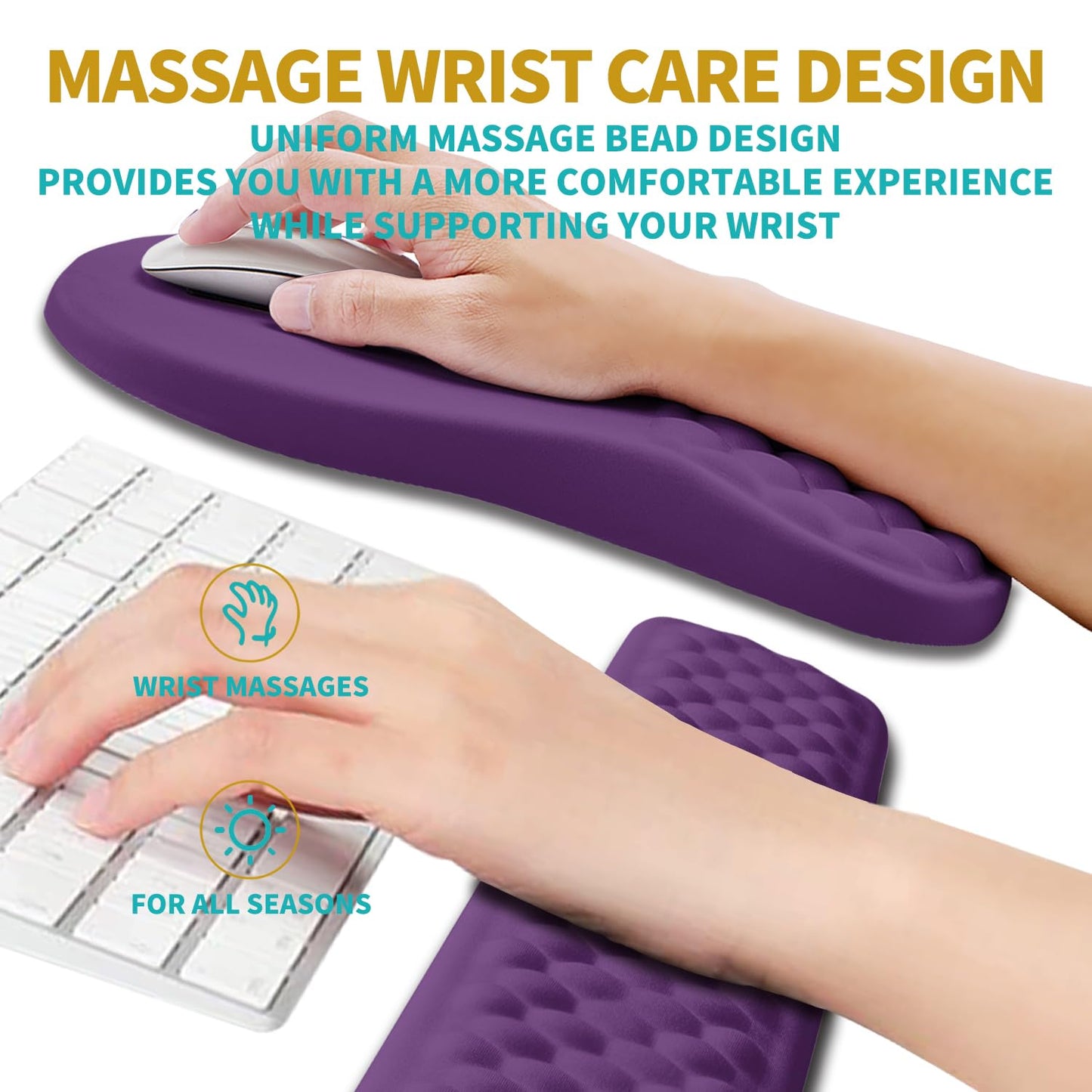 Hokafenle 2 in 1 Ergonomic Mouse Pad Wrist Support & Wrist Rest for Computer Keyboard Set, with
