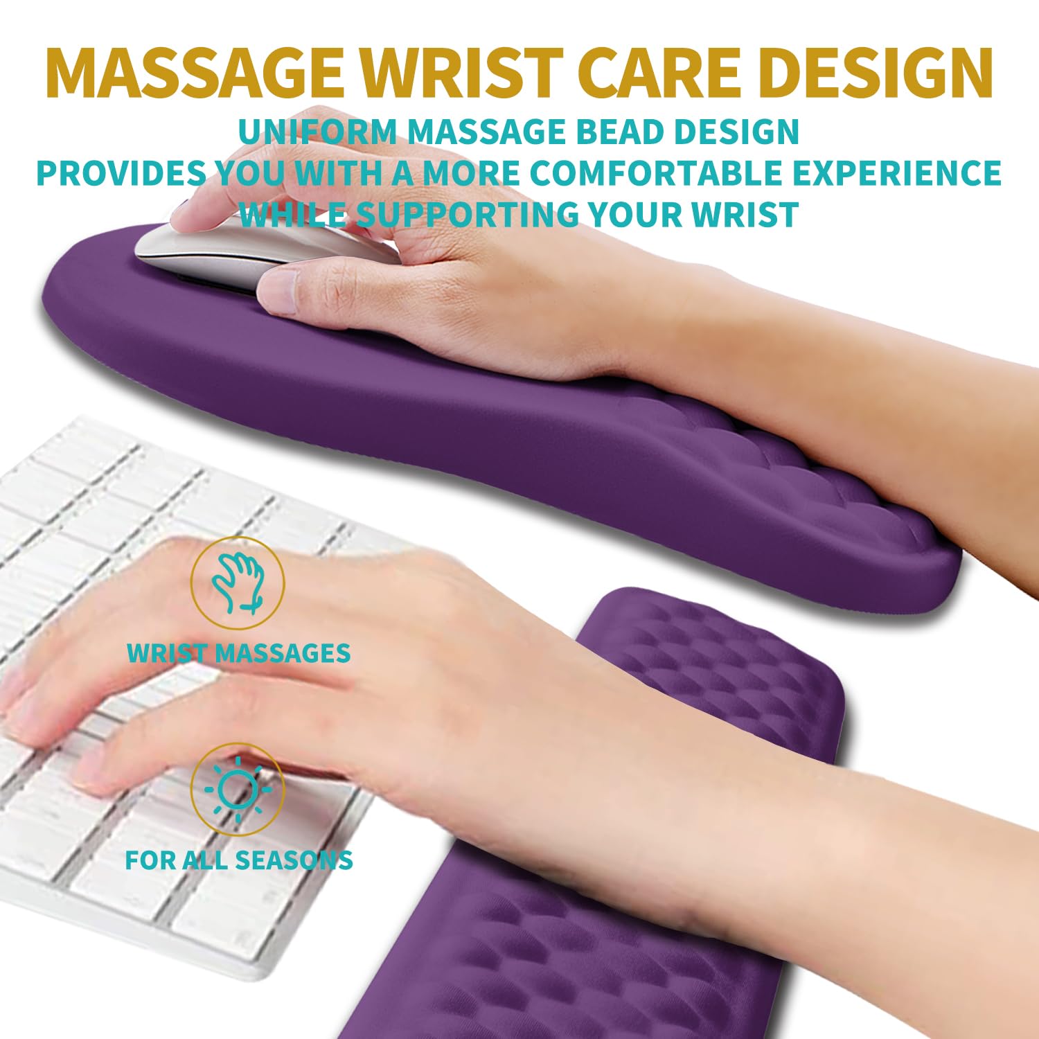 Hokafenle 2 in 1 Ergonomic Mouse Pad Wrist Support & Wrist Rest for Computer Keyboard Set, with