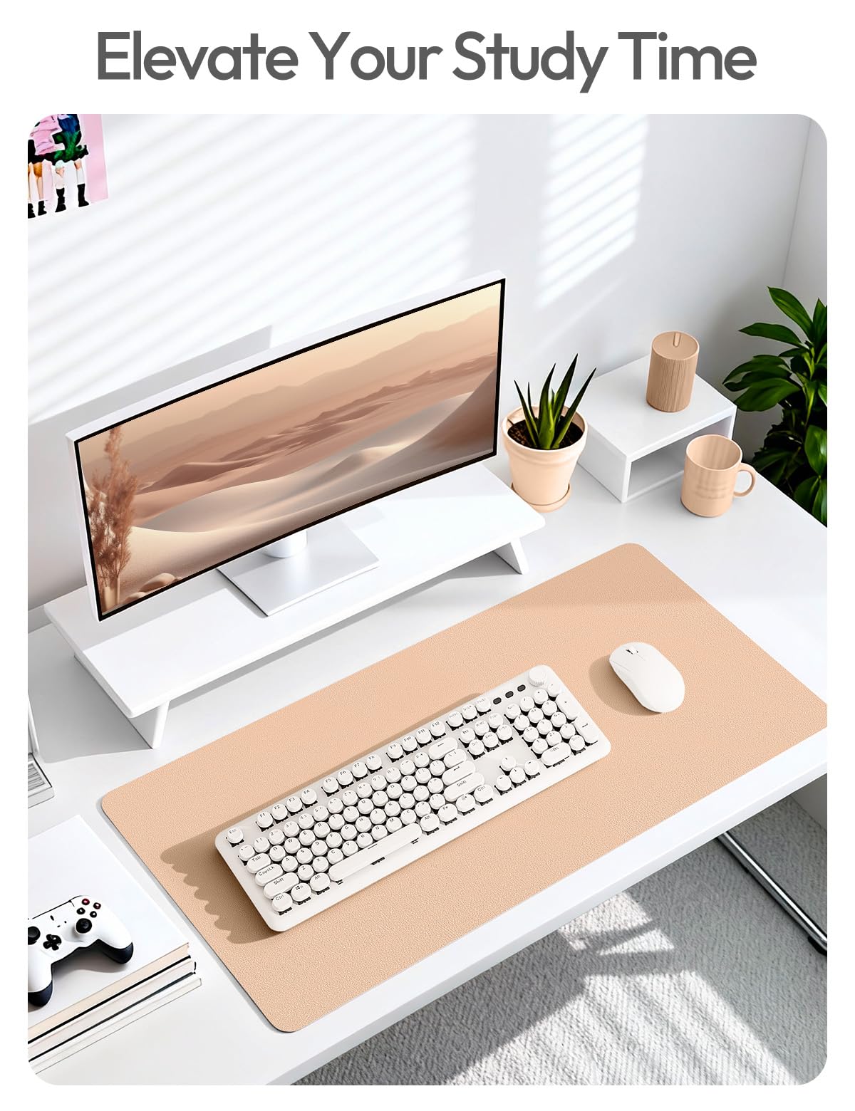 YSAGi Leather Desk Pad Protector, Office Desk Mat, Large Mouse Pad, Non-Slip PU Leather Desk