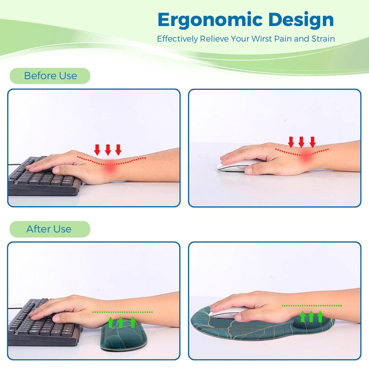 Wiabsi Mouse Pad and Keyboard Wrist Rest Support,Ergonomic Mouse Pad Set