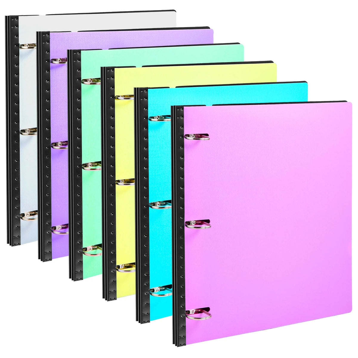 WOT I 6-Pack 1 Inch Telescoping 3 Ring Binder, Expandable Flexible Binder - Patented Design for