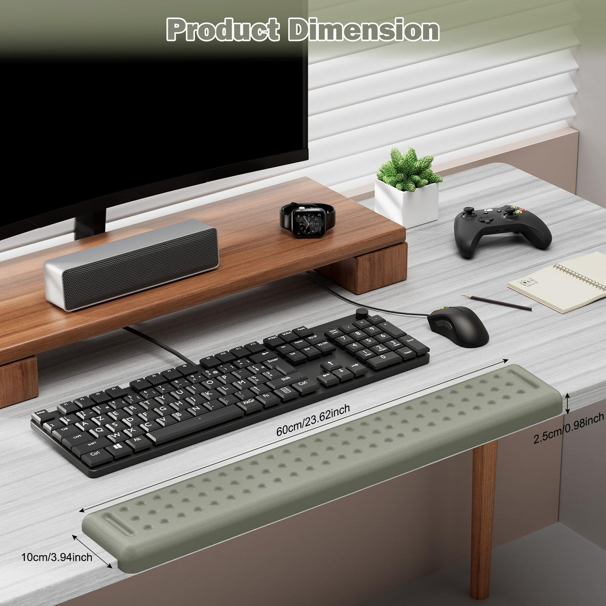 Leolee L-Shaped Desk Long Wrist Rest Elbow 60CM, Grey Arm Rest for Desk