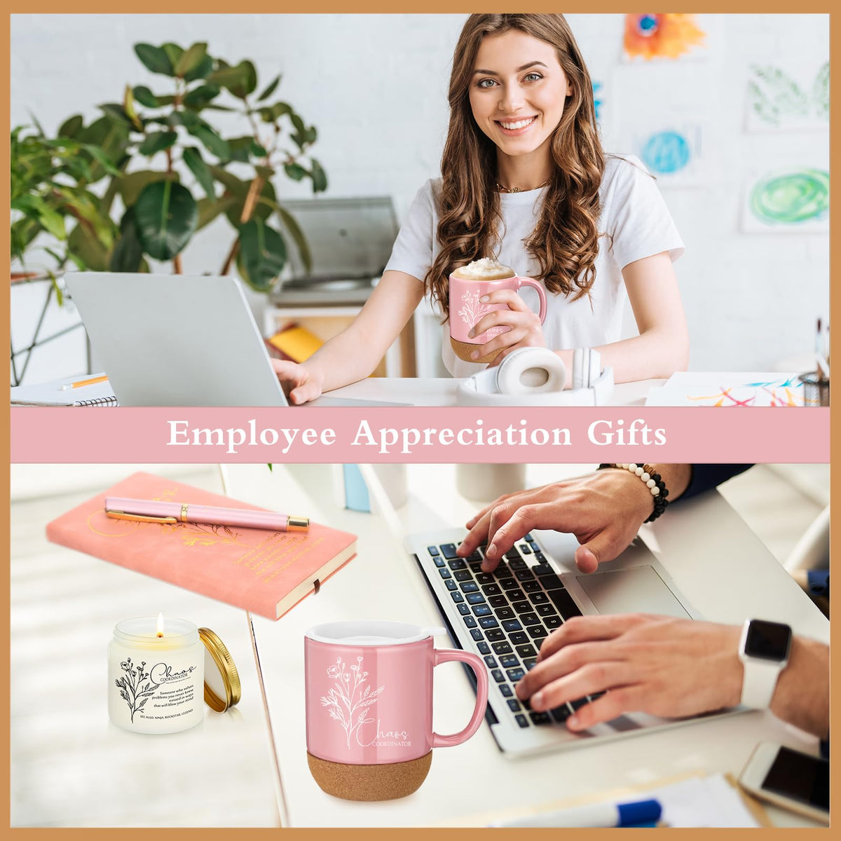 Sayglossy 4 Pcs Chaos Coordinator Thank You Gift Set for Coworkers, Pink
