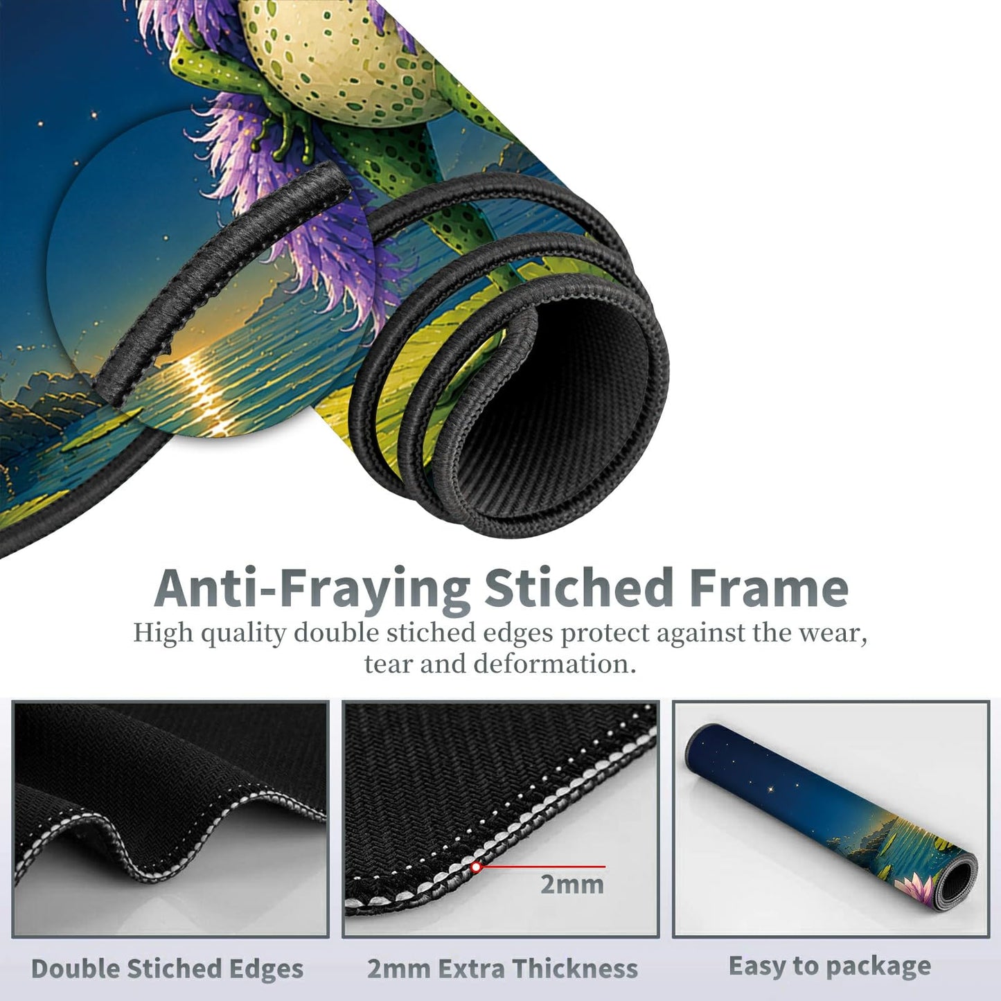 Glamorous Pond Frog Large Mouse Pad, 31.5 x 11.8 in Extended Desk Mat