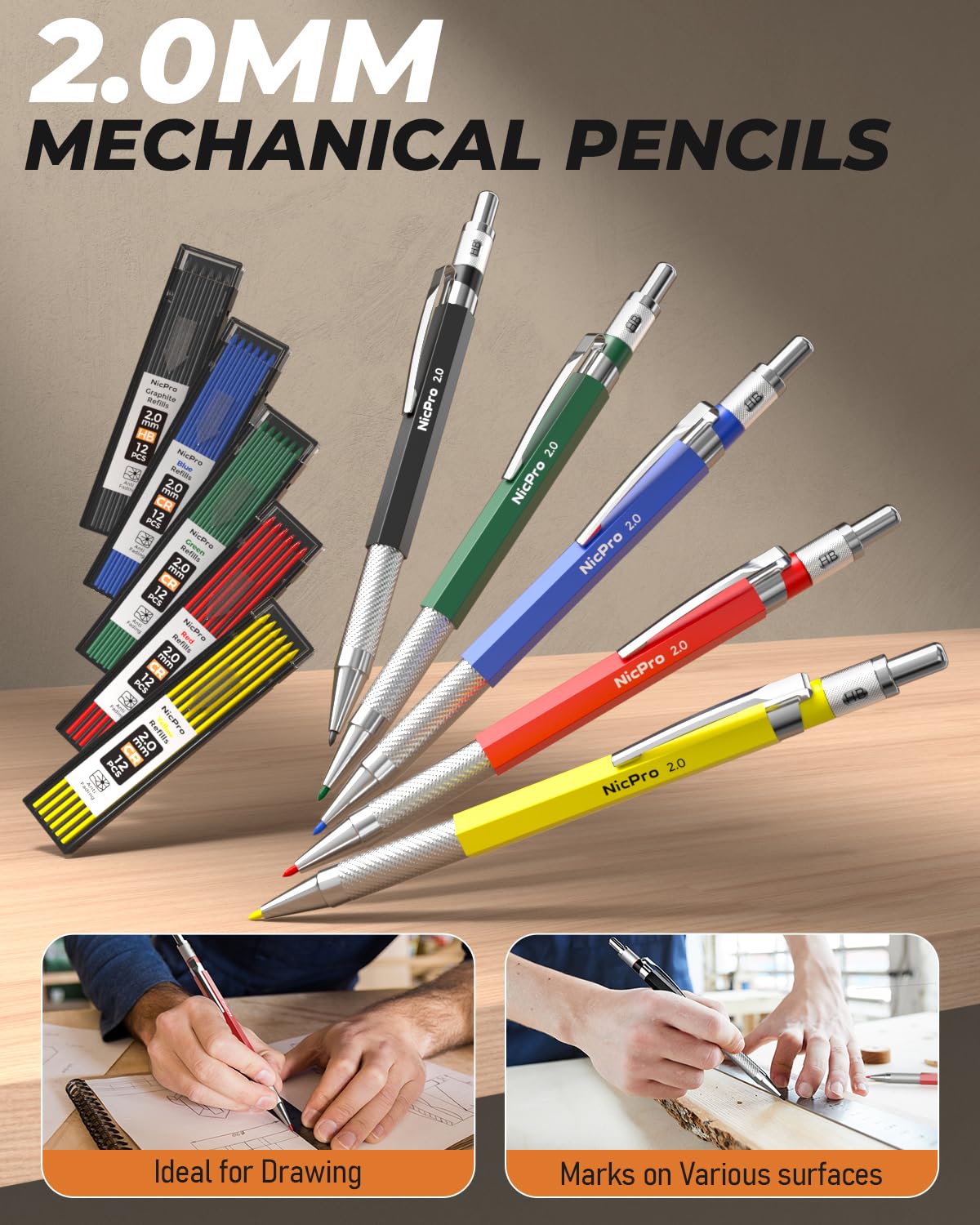 Nicpro 27 Pack Carpenter Pencils for Woodworking