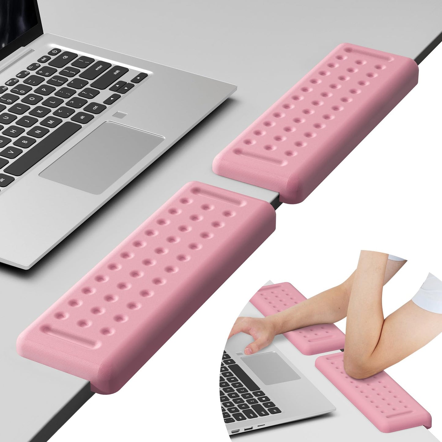 Leolee L-Shaped Desk Elbow Pads for Desk, Light Pink Memory Foam Arm Rest