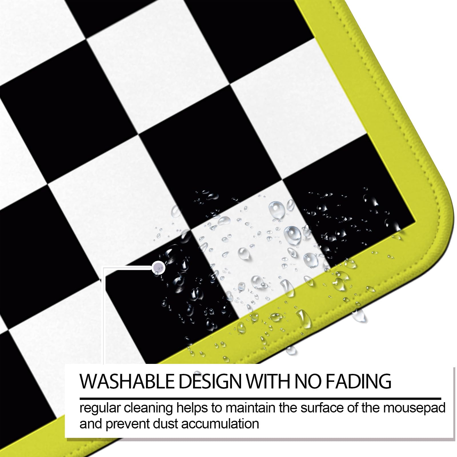 JIANG100 Retro Checkered Gaming Desk Mat, Extended Mouse Pad, Black & White