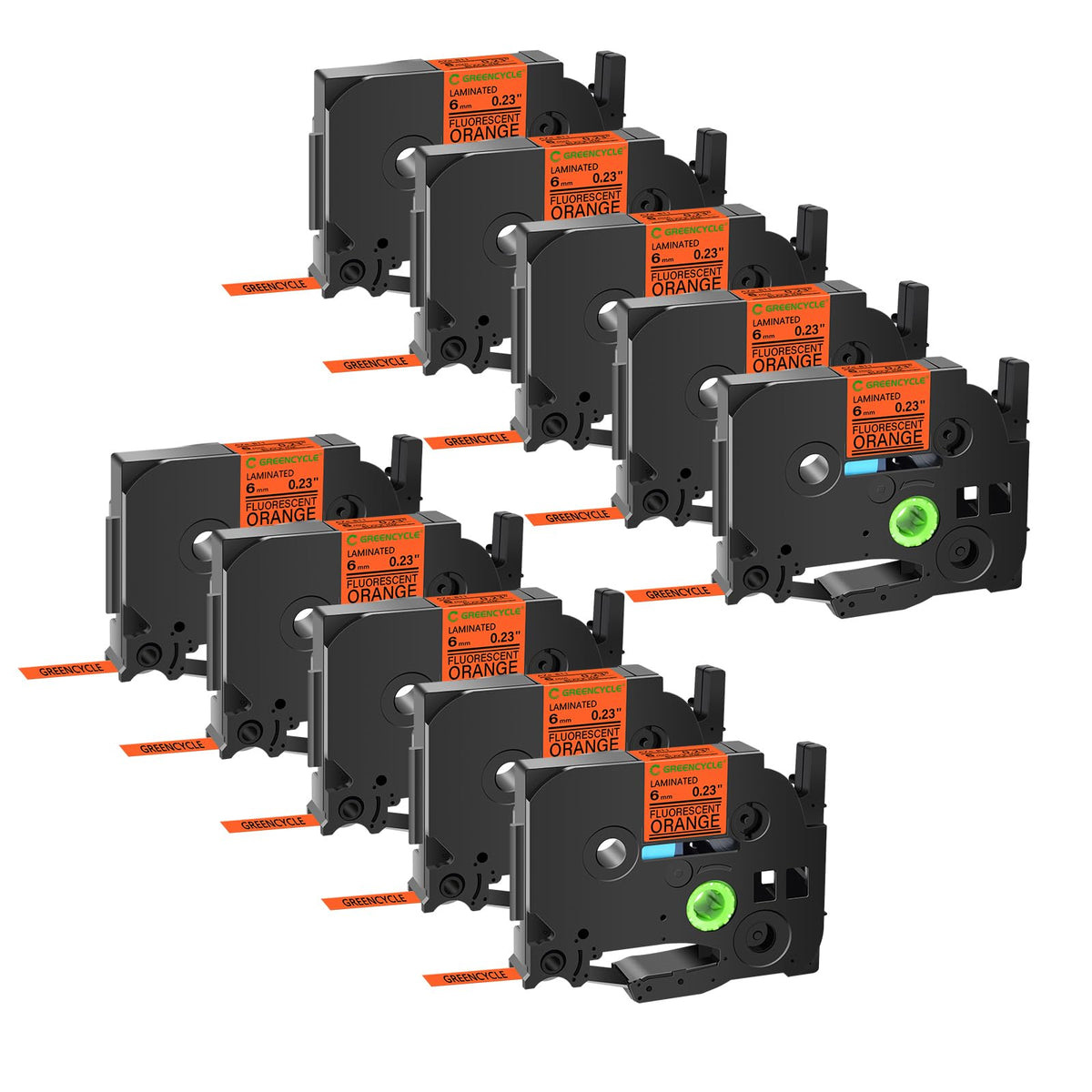 GREENCYCLE Compatible for Brother P-Touch Label Tape TZe-B11 6mm 0.23" Laminated Fluorescent Orange