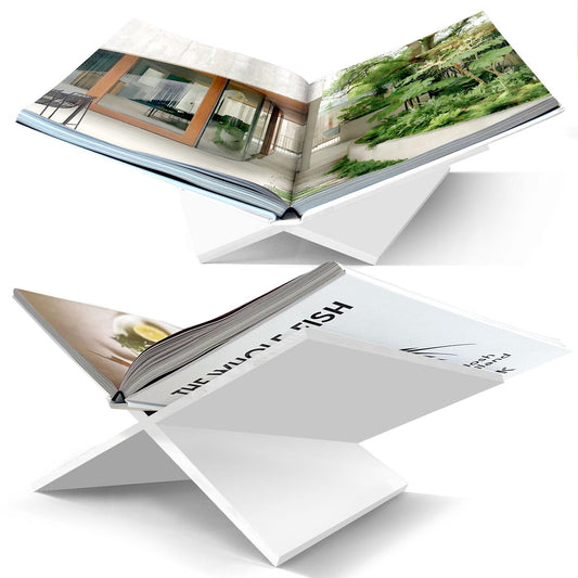 Baseline IGR Large White Acrylic Book Stand, 12.5" x 9.5" x 5.5”, Acrylic Book Holder, Open