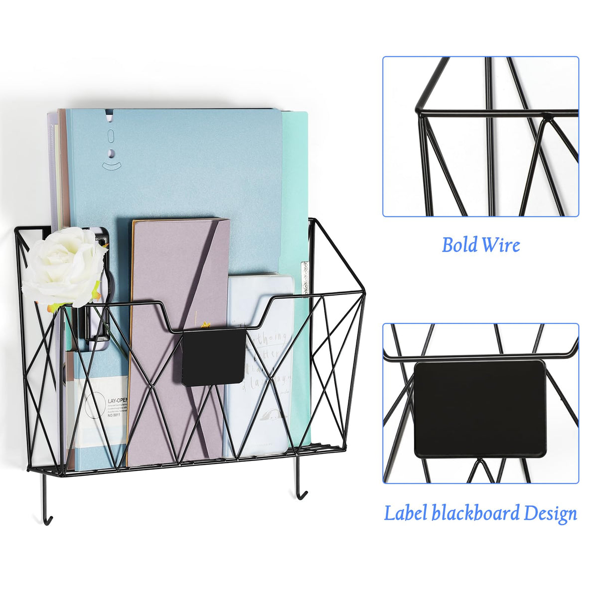 6 Pack Wall File Organizer, Wall File Pocket Mail Organizer for Office/Home