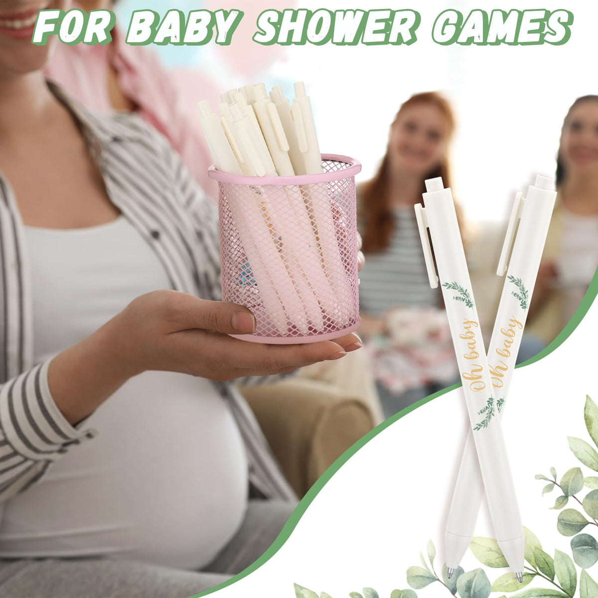 Kisston 60 Pcs Greenery Baby Shower Pens, Gifts Party Favors Bulk