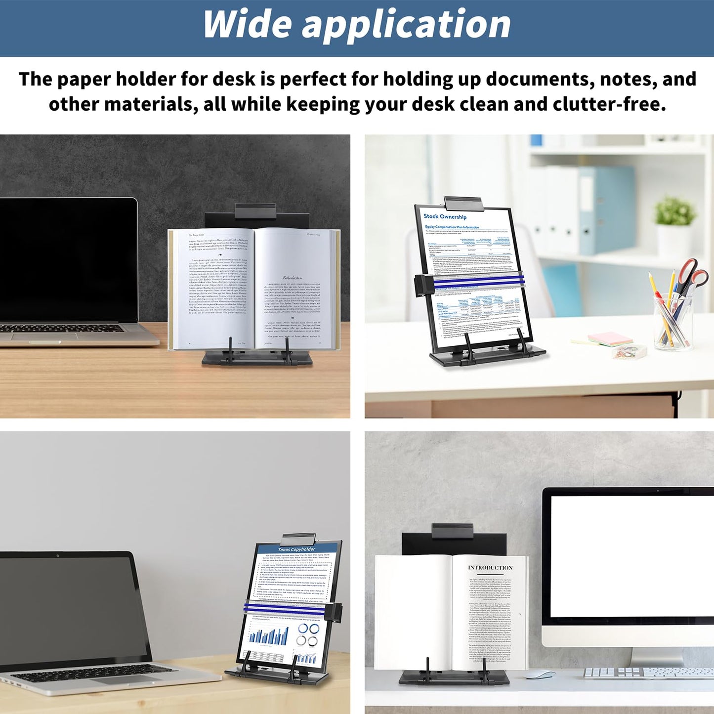 TONOS Paper Stand Document Holder - 2PC Quality Document Holder for Desk, Paper Stand for Desk When