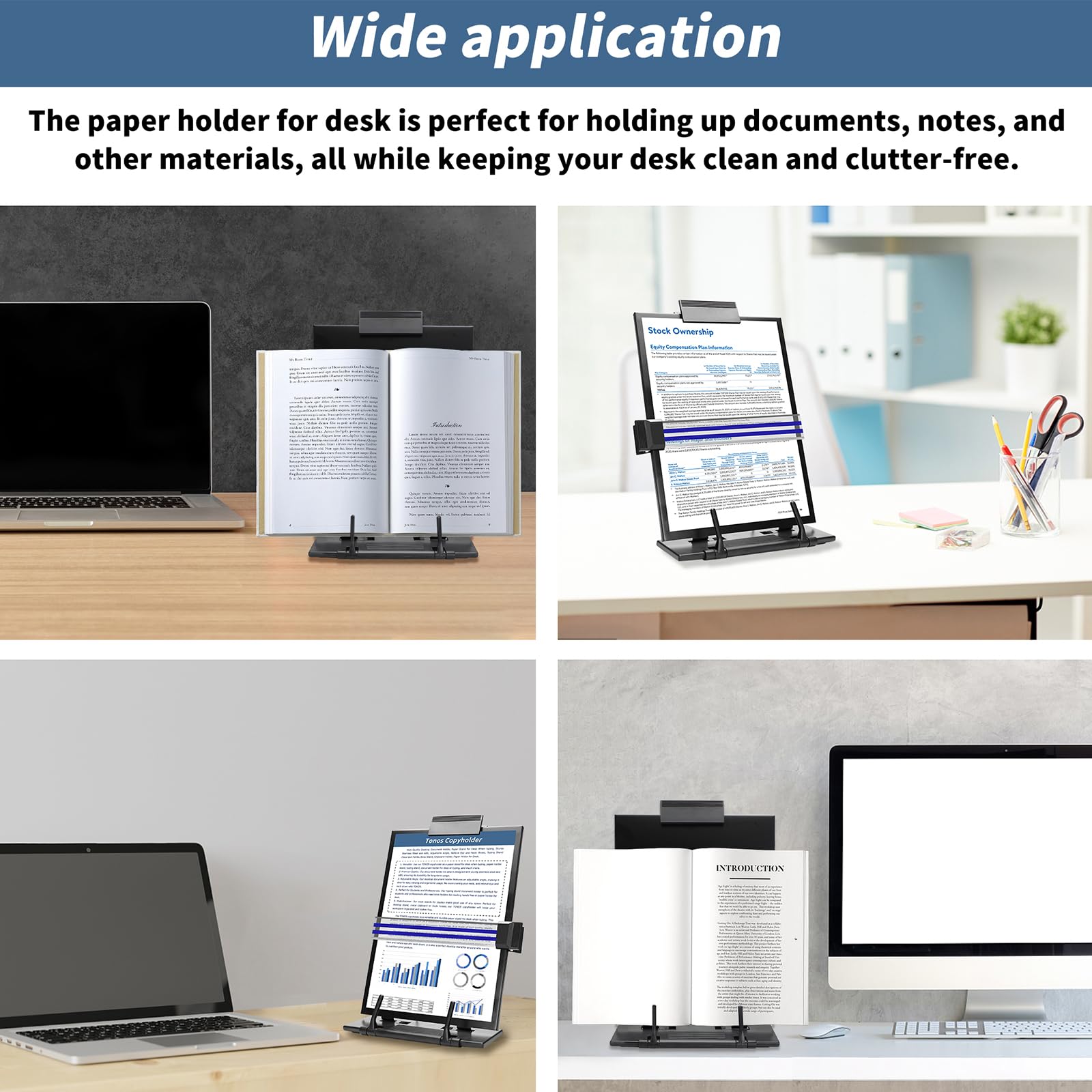 TONOS Paper Stand Document Holder - 2PC Quality Document Holder for Desk, Paper Stand for Desk When