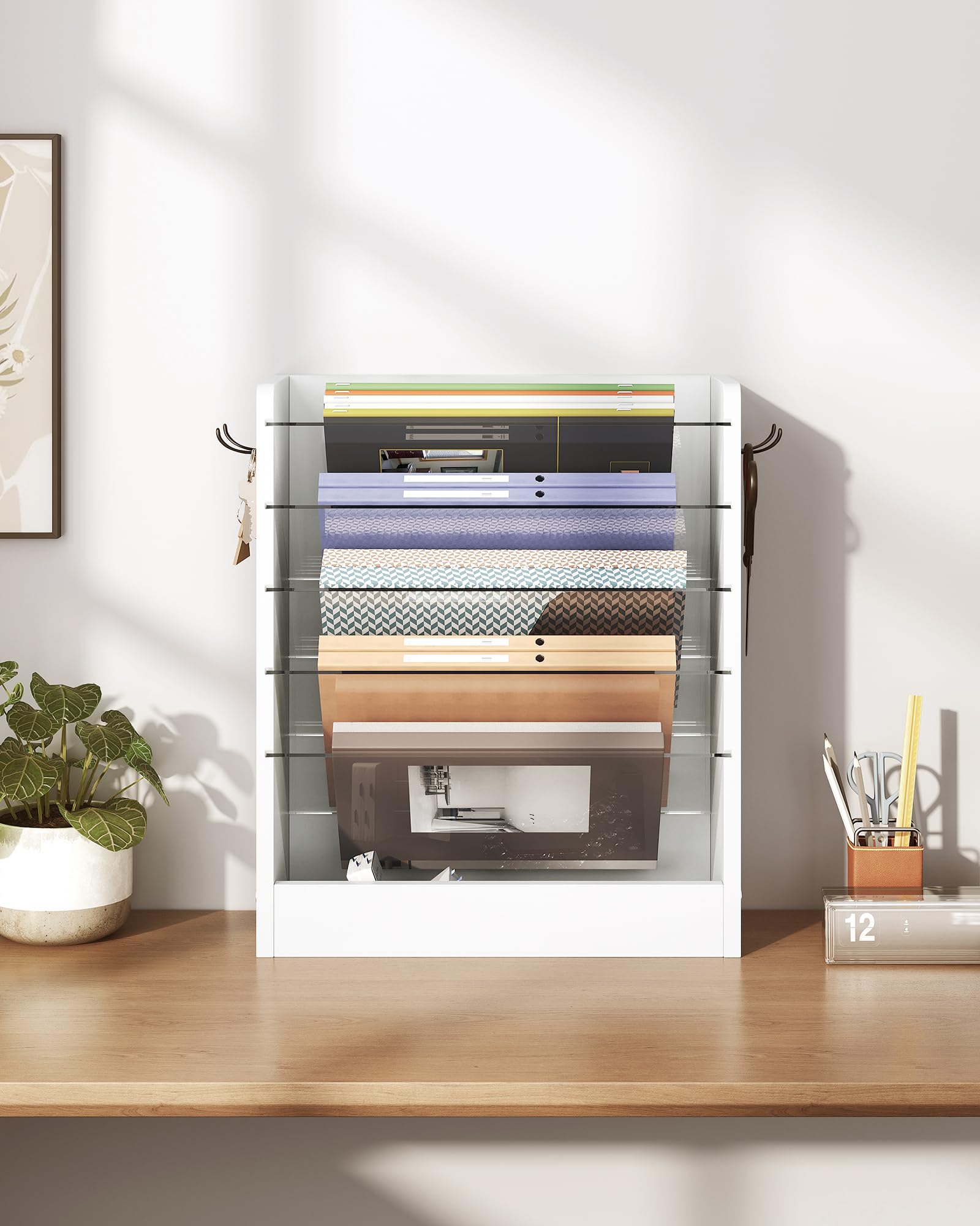 CHOEZON Wall File Holder, 6-Tier File Organizer, Office Supplies Storage Rack, Versatile Desktop