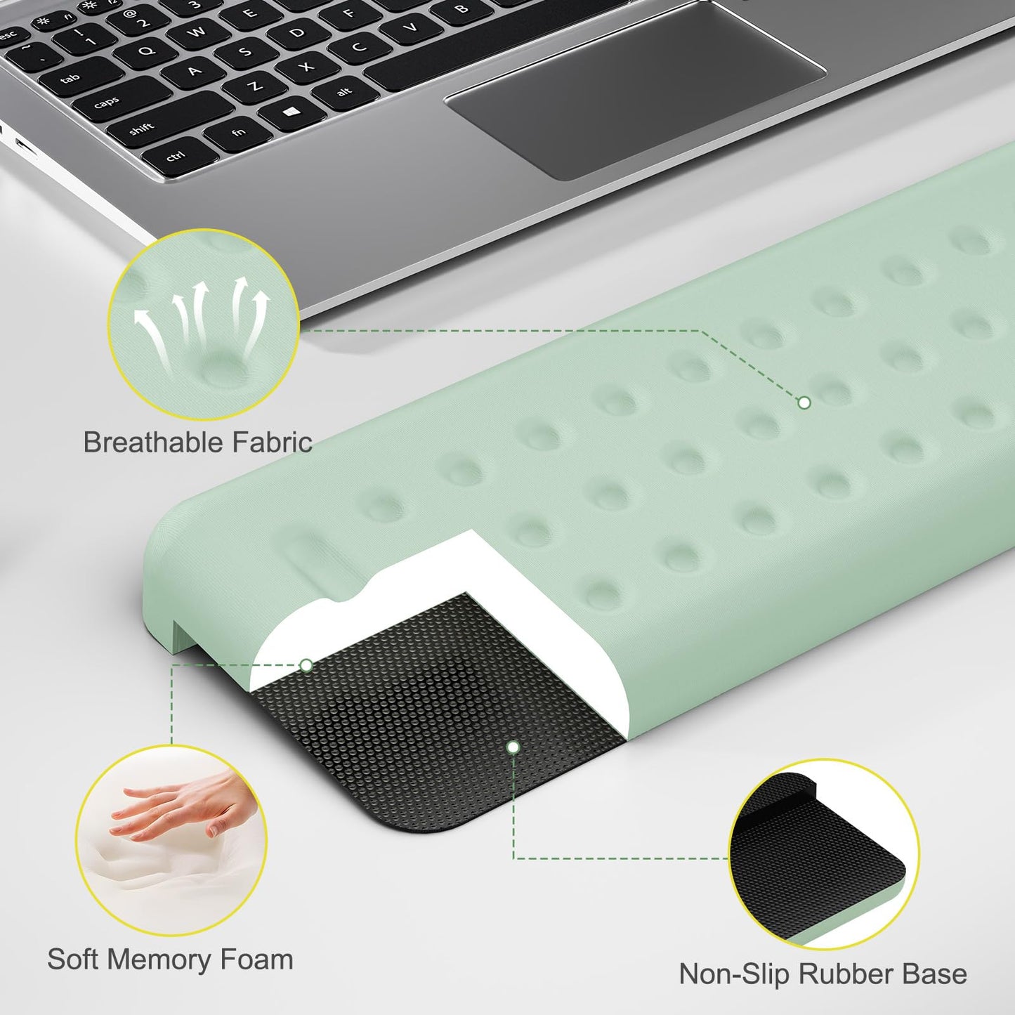 Leolee L-Shaped Desk Elbow Pads for Desk, Pale Green Memory Foam Arm Rest