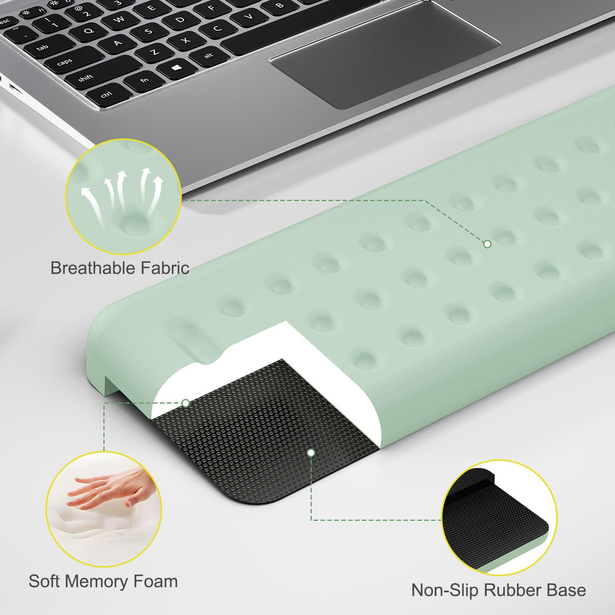 Leolee L-Shaped Desk Long Wrist Rest Elbow 60CM, Pale Green Arm Rest Desk
