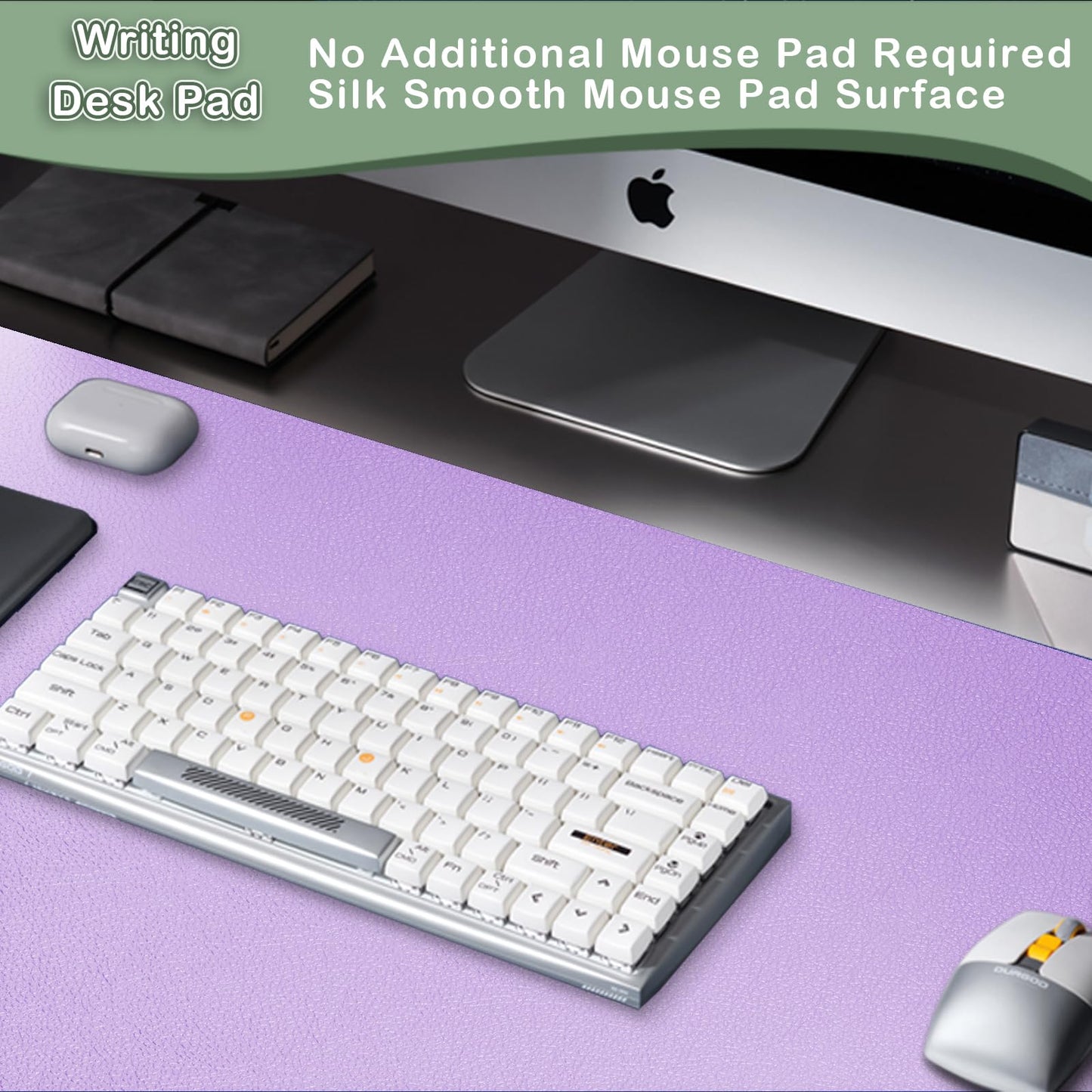 Boutilon Leather Desk Pad Protector,Non-Slip Mouse Pad,Laptop Desk Pad,Office Mouse Mat,Waterproof