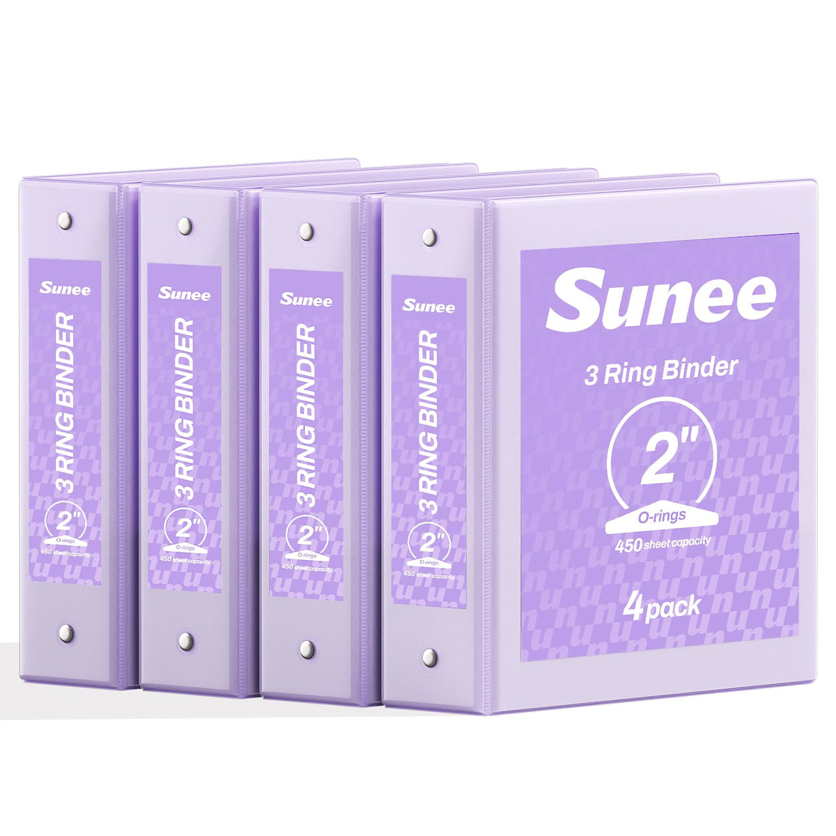 SUNEE 3 Ring Binders 2 Inch 4 Pack, Clear View Binder Three Ring PVC-Free (Fit 8.5x11 Inches) for