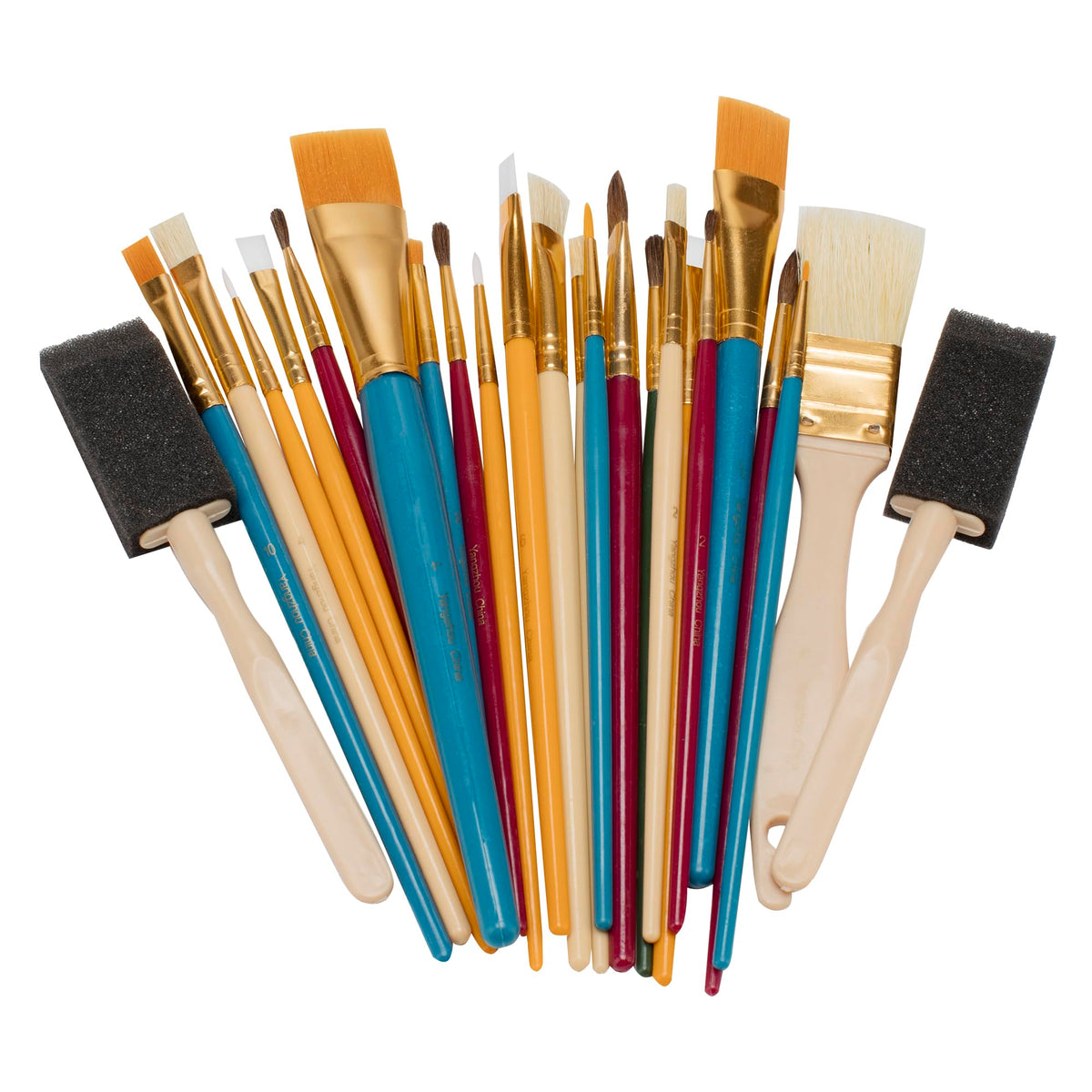 Oodles of Brushes Economical Art Brush Set of 25 - Balanced Assortment of Economical Brushes for