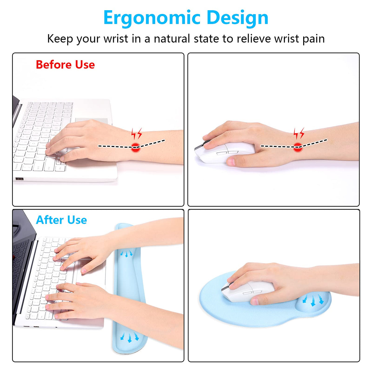Dapesuom Keyboard Wrist Rest and Mouse Pad with Wrist Support, Memory Foam Cushion for Keyboard and